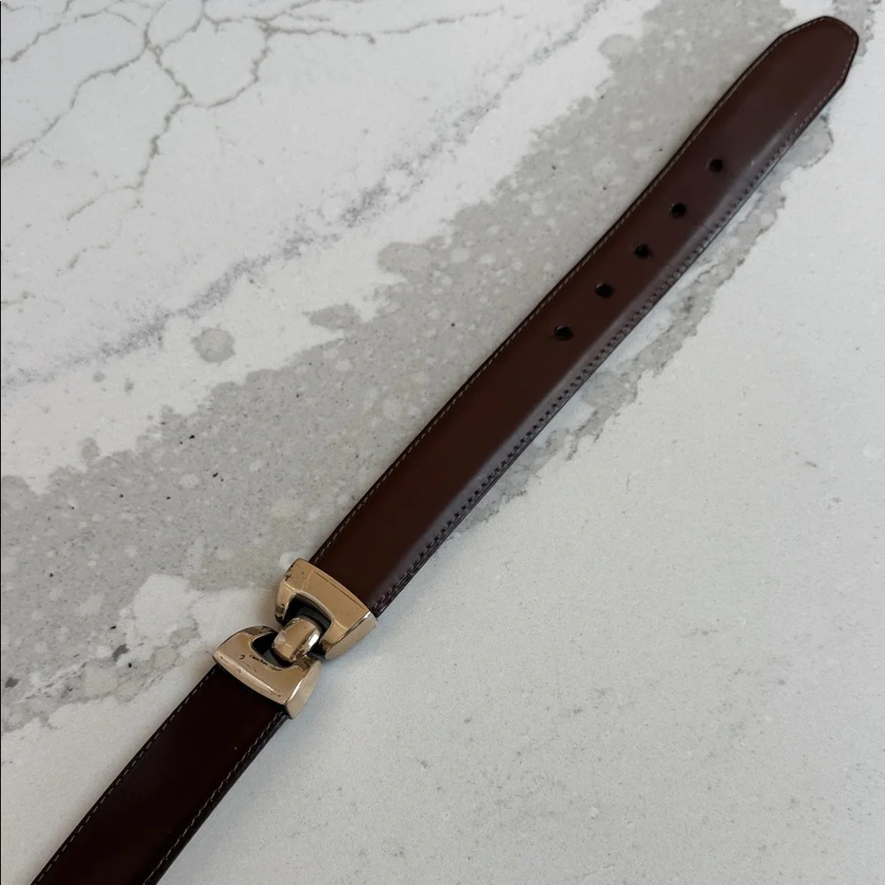 Brighton Brown Leather Women's Belt with Black Logo Tag